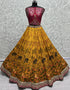 Heavy Designer Wedding Wear Silk Lehenga Choli Maroon Silk Lehenga Choli Close-up View