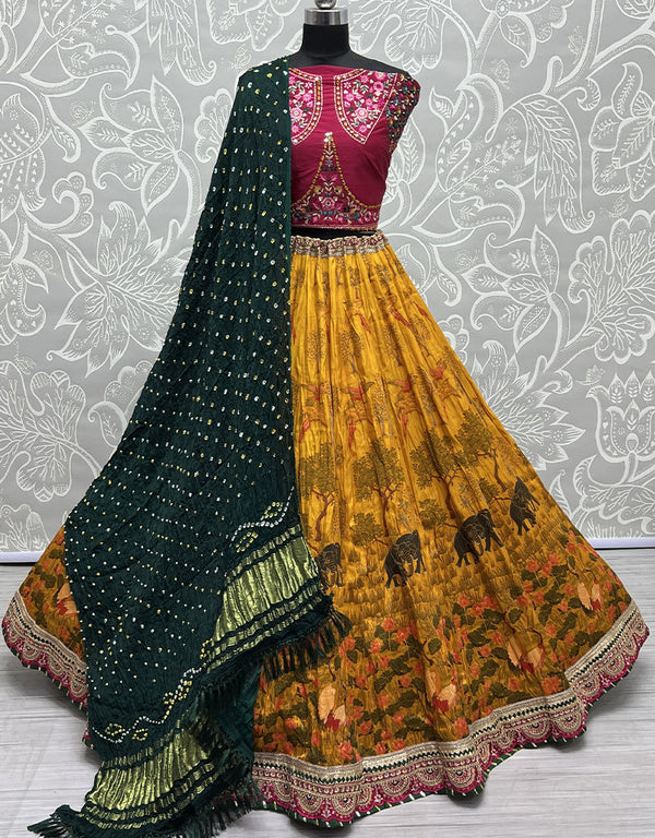 Heavy Designer Wedding Wear Silk Lehenga Choli Maroon Silk Lehenga Choli Front View