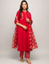 Trendy Designer Party Wear Readymade Salwar Suit Red Crepe Pant Straight Side View