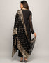 Trendy Designer Party Wear Readymade Salwar Suit Black Crepe Pant Straight Close-up View