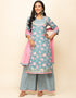 Trendy Designer Party Wear Readymade Salwar Suit Grey Cotton Palazzo Suit Front View