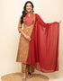 Trendy Designer Party Wear Readymade Salwar Suit Brown Cotton Pant Straight Front View