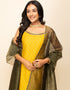 Trendy Designer Party Wear Readymade Salwar Suit Yellow Silk Blend Palazzo Straight Back View
