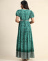 Trendy Party Wear Readymade Gown Green Organza Gown Close-up View
