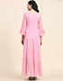 Trendy Party Wear Readymade Gown Pink Georgette Gown Close-up View
