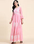 Trendy Party Wear Readymade Gown Pink Georgette Gown Side View