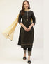 Designer Party Wear Readymade Salwar Suit Black Crepe Pant Straight Front View