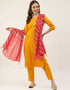 Designer Party Wear Readymade Salwar Suit Yellow Crepe Pant Straight Side View
