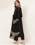 Designer Party Wear Readymade Salwar Suit Black Crepe Pant Straight Close-up View