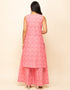 Designer Party Wear Readymade Salwar Suit Pink Cotton Palazzo Straight Close-up View