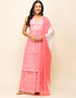 Designer Party Wear Readymade Salwar Suit Pink Cotton Palazzo Straight Front View