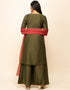 Designer Party Wear Readymade Salwar Suit Green Silk Blend Palazzo Straight Close-up View