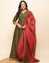 Designer Party Wear Readymade Salwar Suit Green Silk Blend Palazzo Straight Front View