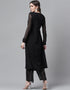 Designer Party Wear Readymade Salwar Suit Black Crepe Pant Straight Close-up View
