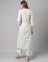 Designer Party Wear Readymade Salwar Suit White Cotton Pant Straight Close-up View