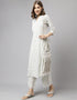 Designer Party Wear Readymade Salwar Suit White Cotton Pant Straight Side View