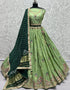 Heavy Designer Wedding Wear Bride Lehenga Choli Pista Dolla Silk Lehenga Choli Front View