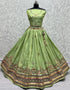 Heavy Designer Wedding Wear Bride Lehenga Choli Pista Dolla Silk Lehenga Choli Close-up View