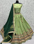 Heavy Designer Wedding Wear Bride Lehenga Choli Pista Dolla Silk Lehenga Choli Front View