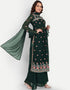 Designer Party Wear Readymade Salwar Suit Green Georgette Palazzo Straight Side View
