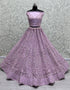 Heavy Designer Wedding Wear Bride Lehenga Choli Purple Net Lehenga Choli Close-up View