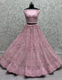 Heavy Designer Wedding Wear Bride Lehenga Choli Pink Net Lehenga Choli Close-up View
