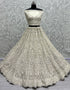 Heavy Designer Wedding Wear Bride Lehenga Choli Off White Net Lehenga Choli Close-up View