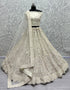 Heavy Designer Wedding Wear Bride Lehenga Choli Off White Net Lehenga Choli Front View