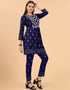 Designer Party Wear Readymade Salwar Suit Navy Blue Viscose Sharara Suit Side View