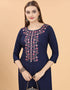 Designer Party Wear Readymade Salwar Suit Navy Blue Viscose Sharara Straight Back View