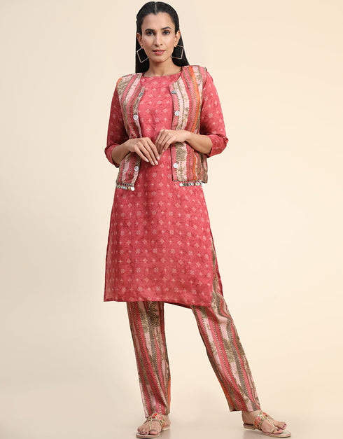 Designer Party Wear Readymade Salwar Suit Peach Viscose Sharara Straight Front View