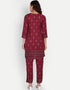 Designer Party Wear Readymade Salwar Suit Maroon Viscose Sharara Straight Close-up View