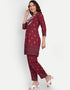 Designer Party Wear Readymade Salwar Suit Maroon Viscose Sharara Straight Side View
