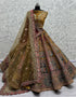 Heavy Designer Wedding Wear Velvet Lehenga Choli Mustard Velvet Lehenga Choli Front View