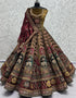Heavy Designer Wedding Wear Velvet Lehenga Choli Mahendi Velvet Lehenga Choli Close-up View