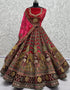 Heavy Designer Wedding Wear Velvet Lehenga Choli Red Velvet Lehenga Choli Close-up View