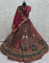 Heavy Designer Wedding Wear Velvet Lehenga Choli Maroon Velvet Lehenga Choli Close-up View