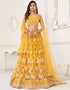 Trendy Designer Party Wear Lehenga Choli Mustard Butterfly Net Lehenga Choli Front View