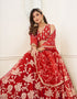 Trendy Designer Party Wear Lehenga Choli Red Butterfly Net Lehenga Choli Back View