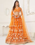 Trendy Designer Party Wear Lehenga Choli Orange Butterfly Net Lehenga Choli Front View