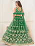 Trendy Designer Party Wear Lehenga Choli Green Butterfly Net Lehenga Choli Close-up View