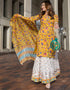 Trendy Designer Party Wear Readymade Salwar Suit Collection Mustard Rayon Sharara Suit Side View