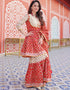 Trendy Designer Party Wear Readymade Salwar Suit Collection Red Rayon Sharara Suit Side View