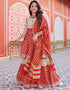 Trendy Designer Party Wear Readymade Salwar Suit Collection Red Rayon Sharara Suit Front View