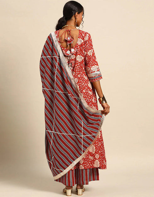 Trendy Designer Party Wear Readymade Salwar Suit Collection Maroon Rayon Palazzo Straight Close-up View