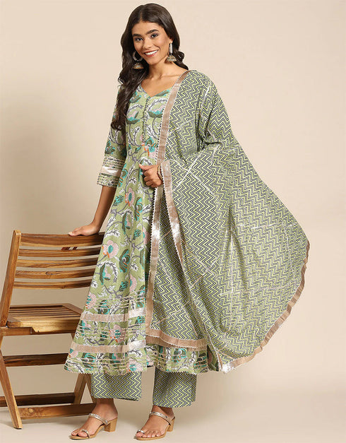 Trendy Designer Party Wear Readymade Salwar Suit Collection Olive Rayon Palazzo Straight Side View