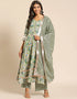 Trendy Designer Party Wear Readymade Salwar Suit Collection Olive Rayon Palazzo Straight Front View