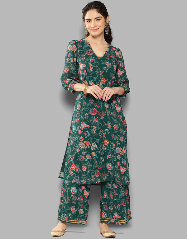 Trendy Function Readymade Suit Collection Green Georgette Pant Straight Front View