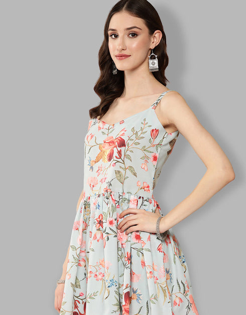 Trendy Function Readymade Suit Collection Sky Blue Crepe Sharara Suit Back View