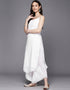 Trendy Function Readymade Suit Collection White Cotton Palazzo Straight Back View